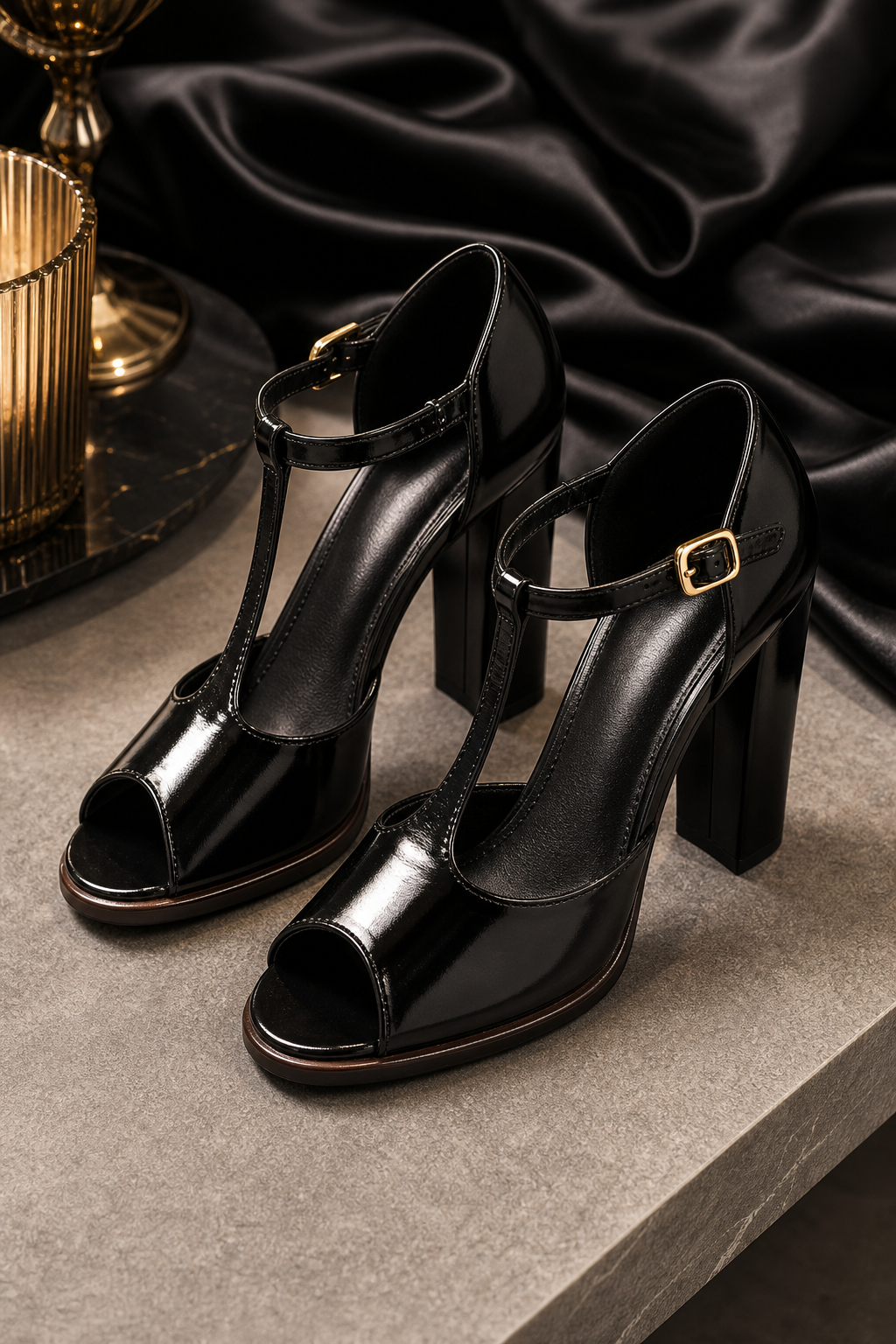 Premium product image of Women's Open-Toe T-Strap Super High Heel Sandals in an evening setting